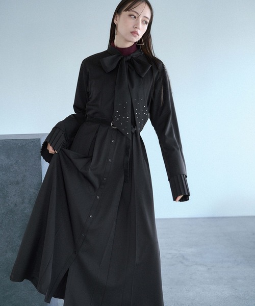 HARE（ハレ）の「カフスレイヤービジューボウタイワンピース(HARE)（ワンピース・レディース・ブラック/グレー・FREE）」の20枚目の写真