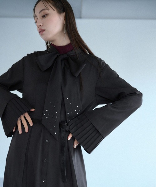 HARE（ハレ）の「カフスレイヤービジューボウタイワンピース(HARE)（ワンピース・レディース・ブラック/グレー・FREE）」の19枚目の写真