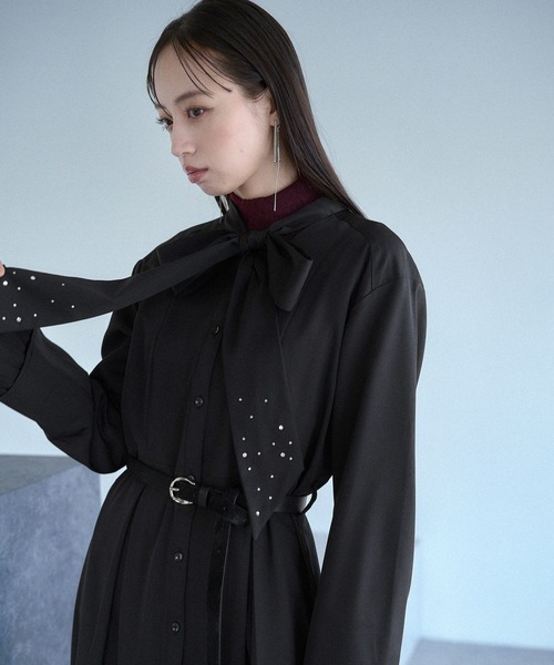 HARE（ハレ）の「カフスレイヤービジューボウタイワンピース(HARE)（ワンピース・レディース・ブラック/グレー・FREE）」の18枚目の写真