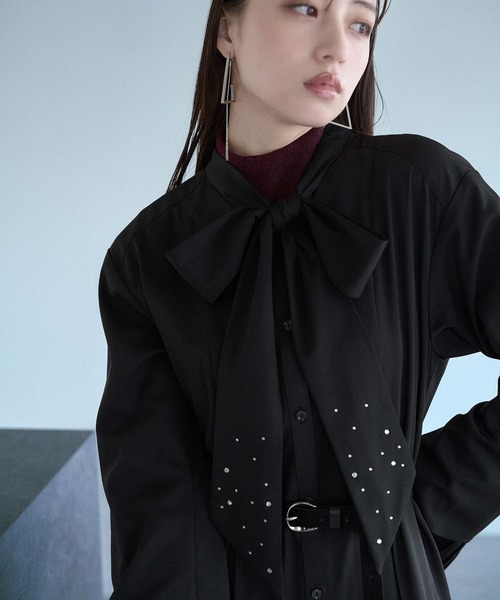 HARE（ハレ）の「カフスレイヤービジューボウタイワンピース(HARE)（ワンピース・レディース・ブラック/グレー・FREE）」の17枚目の写真