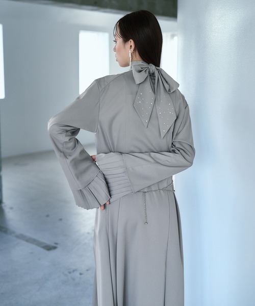 HARE（ハレ）の「カフスレイヤービジューボウタイワンピース(HARE)（ワンピース・レディース・ブラック/グレー・FREE）」の12枚目の写真