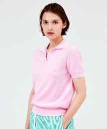 [23SS clove] Logo Open Collar Knit (Pink)