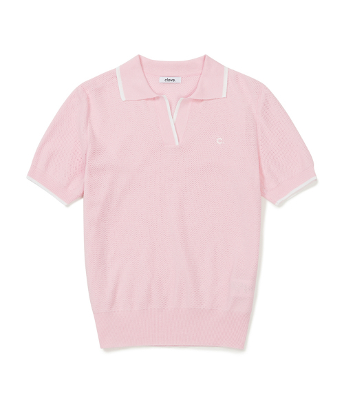 CLOVE（クローブ）の「[23SS clove] Logo Open Collar Knit (Pink)（ニット/セーター・レディース・その他・FREE）」の2枚目の写真