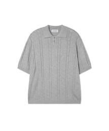 APOSTROPHE COMMA（アポストロフィコンマ）の「チェーンピケ半袖カラーTシャツ_グレー（ポロシャツ）」