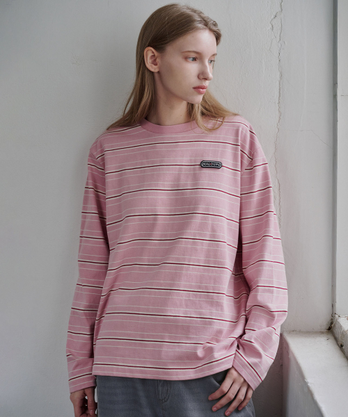 MALOUPE(マロップ)の「5107 レギュラーストライプTシャツ(ピンク)(Tシャツ/カットソー・レディース・ピンク・FREE)」の1枚目の写真