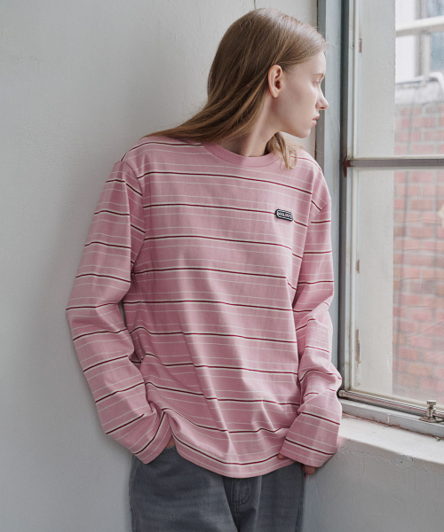 MALOUPE(マロップ)の「5107 レギュラーストライプTシャツ(ピンク)(Tシャツ/カットソー・レディース・ピンク・FREE)」の2枚目の写真