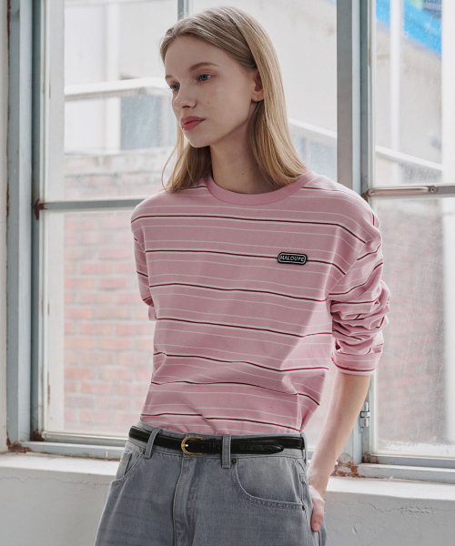 MALOUPE(マロップ)の「5107 レギュラーストライプTシャツ(ピンク)(Tシャツ/カットソー・レディース・ピンク・FREE)」の3枚目の写真
