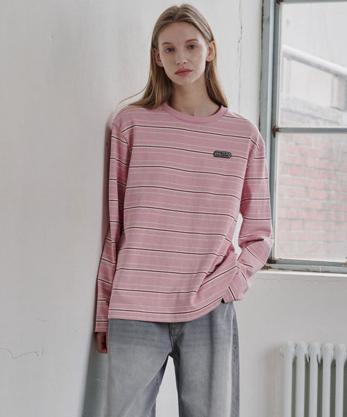 MALOUPE(マロップ)の「5107 レギュラーストライプTシャツ(ピンク)(Tシャツ/カットソー・レディース・ピンク・FREE)」の4枚目の写真