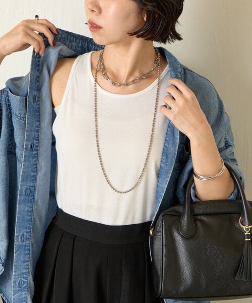 Jena espace merveilleux（ジェナ　エスパスメルヴェイユ）の「【レイヤードにも最適　ぴらこ企画　WEB限定】タンクレイヤーカットソー（Tシャツ/カットソー・レディース・グレー/オフホワイト/ブラック・FREE）」の17枚目の写真