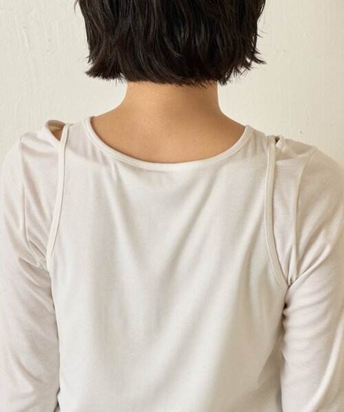 Jena espace merveilleux（ジェナ　エスパスメルヴェイユ）の「【レイヤードにも最適　ぴらこ企画　WEB限定】タンクレイヤーカットソー（Tシャツ/カットソー・レディース・グレー/オフホワイト/ブラック・FREE）」の9枚目の写真