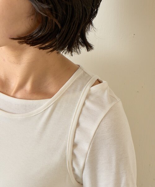 Jena espace merveilleux（ジェナ　エスパスメルヴェイユ）の「【レイヤードにも最適　ぴらこ企画　WEB限定】タンクレイヤーカットソー（Tシャツ/カットソー・レディース・グレー/オフホワイト/ブラック・FREE）」の8枚目の写真