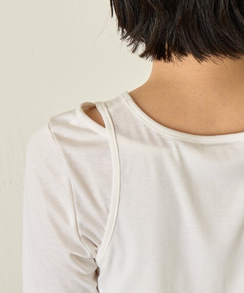 Jena espace merveilleux（ジェナ　エスパスメルヴェイユ）の「【レイヤードにも最適　ぴらこ企画　WEB限定】タンクレイヤーカットソー（Tシャツ/カットソー・レディース・グレー/オフホワイト/ブラック・FREE）」の7枚目の写真