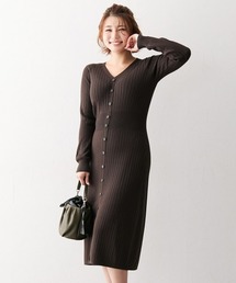 Nissen glamor | 【大きい胸専用】ウエストマークタイトニットワンピース(ワンピース)