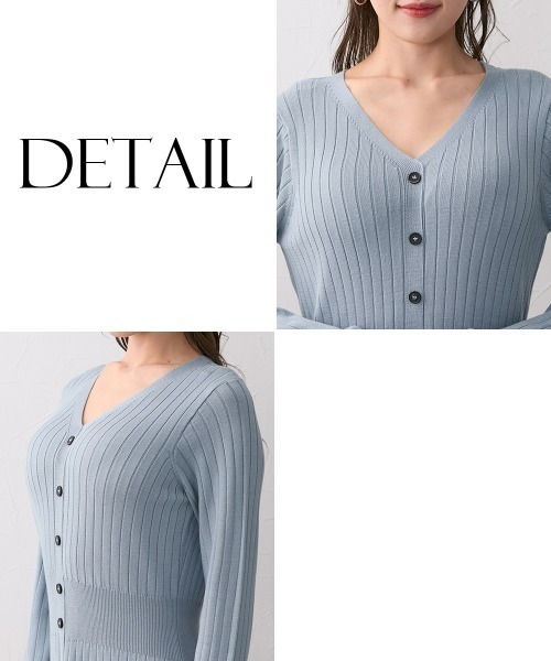 Nissen glamor（ニッセングラマー）の「【大きい胸専用】ウエストマークタイトニットワンピース（ワンピース・レディース・グレイッシュブルー/ブラウン・M/L/LL）」の13枚目の写真