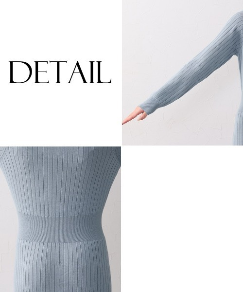 Nissen glamor（ニッセングラマー）の「【大きい胸専用】ウエストマークタイトニットワンピース（ワンピース・レディース・グレイッシュブルー/ブラウン・M/L/LL）」の14枚目の写真