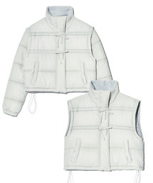 PIECEMAKER（ピースメーカー）の「RIBBON 2WAY PADDED JACKET (GREY)（ダウンジャケット/コート）」