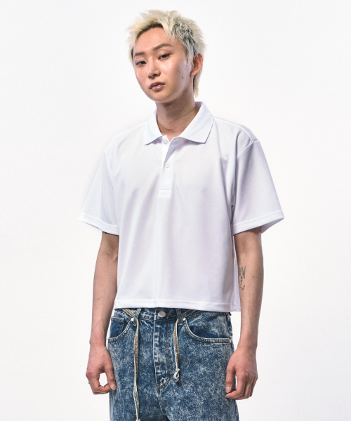 Mens cropped pike polo shirt — белый