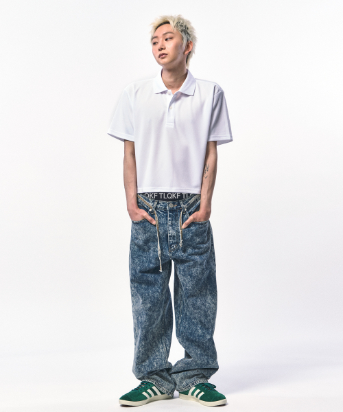 C WEAR BY THE GENIUS(シーウェアバイザジーニアス)の「メンズクロップピケポロシャツホワイト(ポロシャツ・メンズ・その他・LARGE/SMALL/MEDIUM)」の2枚目の写真