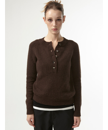EAN JO（イアンジョー）の「RAGLAN HALF BUTTON UP KNIT (BROWN)（ニット/セーター）」