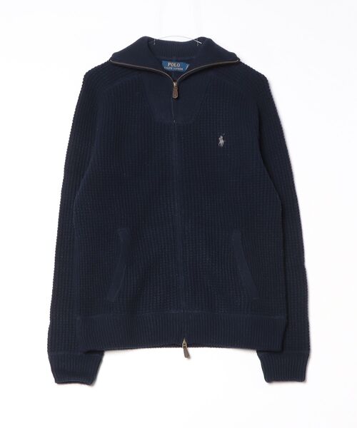 POLO RALPH LAUREN（ポロ ラルフ ローレン）の「ワッフルニット ウールコットン フルジップ セーター（ニット/セーター・メンズ・ブルー・XXL/XS/XL/S/M/L）」の3枚目の写真