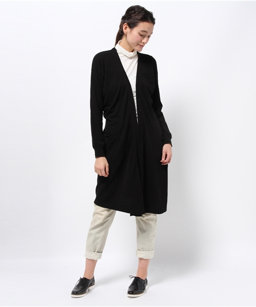 OUTLET（アウトレット）の「【Sheta】ロングニットローブ（カーディガン/ボレロ・レディース・ベージュ/ブラック・FREE）」の2枚目の写真