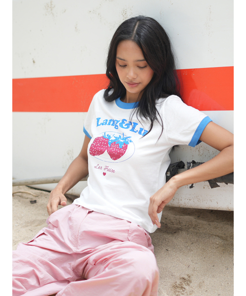 LANGNLU(ラングアンドルー)の「ストロベリーTシャツ(ストロベリー)_ホワイト(Tシャツ/カットソー・レディース・ホワイト・FREE)」の7枚目の写真
