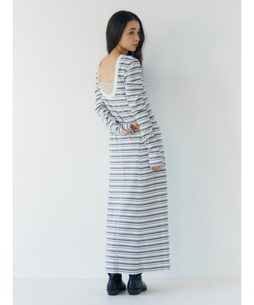 Ungrid（アングリッド）の「バックオープンテレコカットワンピース（ワンピース・レディース・ブラック/その他1/ライトグレー・FREE）」の3枚目の写真