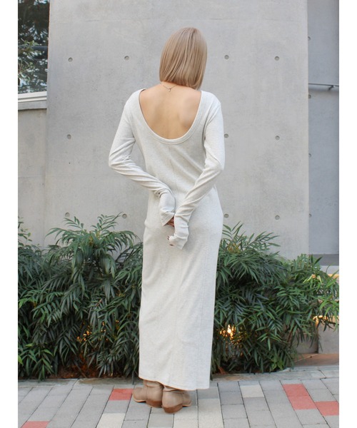 Ungrid（アングリッド）の「バックオープンテレコカットワンピース（ワンピース・レディース・ブラック/その他1/ライトグレー・FREE）」の2枚目の写真