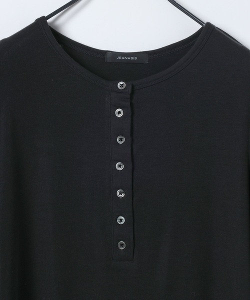 JEANASIS（ジーナシス）の「シルキータッチヘンリーLS TEE/637539（Tシャツ/カットソー・レディース・オフホワイト/グレー/ブラック・FREE）」の5枚目の写真