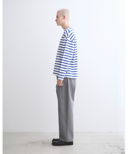 Traditional Weatherwear(トラディショナルウェザーウェア)の「MARINE BORDER 001(Tシャツ/カットソー・メンズ・ホワイト×グリーン/ホワイト×ブルー/ホワイト×ブラック/ネイビー×ホワイト・L/M/S)」の6枚目の写真