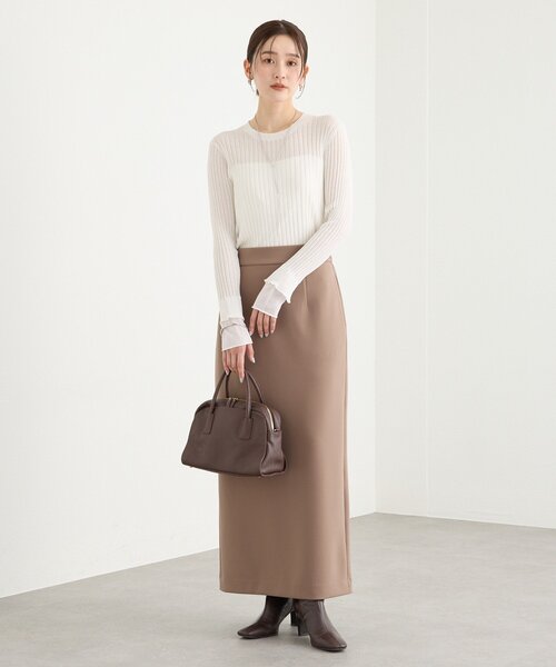 RIVE DROITE（リヴドロワ）の「【レイヤード風の袖口】シアーカフスリブニット（ニット/セーター・レディース・オフホワイト/サックスブルー/イエロー・FREE）」の4枚目の写真