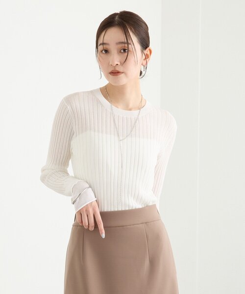 RIVE DROITE（リヴドロワ）の「【レイヤード風の袖口】シアーカフスリブニット（ニット/セーター・レディース・オフホワイト/サックスブルー/イエロー・FREE）」の5枚目の写真