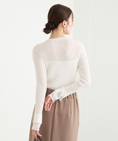 RIVE DROITE（リヴドロワ）の「【レイヤード風の袖口】シアーカフスリブニット（ニット/セーター・レディース・オフホワイト/サックスブルー/イエロー・FREE）」の7枚目の写真