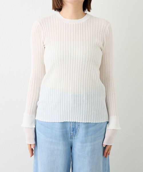 RIVE DROITE（リヴドロワ）の「【レイヤード風の袖口】シアーカフスリブニット（ニット/セーター・レディース・オフホワイト/サックスブルー/イエロー・FREE）」の22枚目の写真