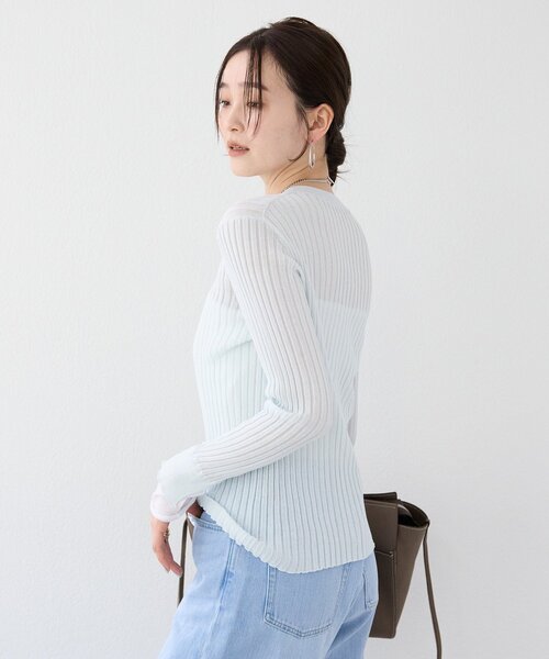 RIVE DROITE（リヴドロワ）の「【レイヤード風の袖口】シアーカフスリブニット（ニット/セーター・レディース・オフホワイト/サックスブルー/イエロー・FREE）」の11枚目の写真