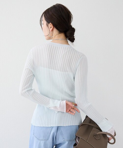 RIVE DROITE（リヴドロワ）の「【レイヤード風の袖口】シアーカフスリブニット（ニット/セーター・レディース・オフホワイト/サックスブルー/イエロー・FREE）」の12枚目の写真