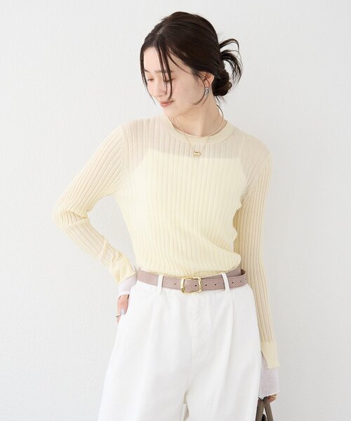 RIVE DROITE（リヴドロワ）の「【レイヤード風の袖口】シアーカフスリブニット（ニット/セーター・レディース・オフホワイト/サックスブルー/イエロー・FREE）」の16枚目の写真