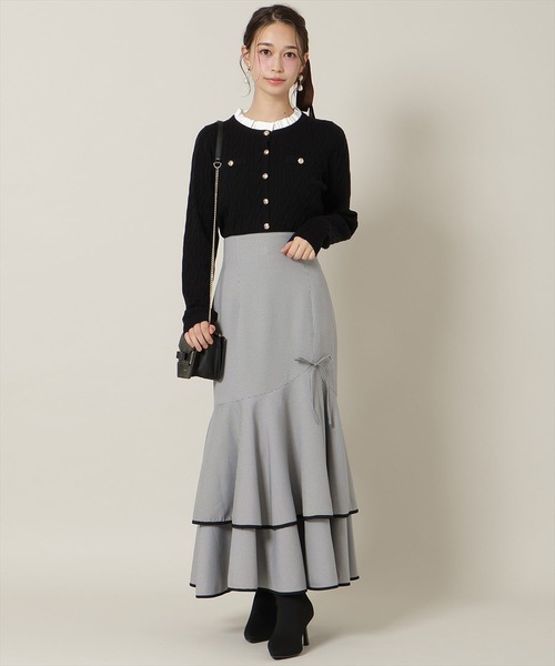 WILLSELECTION（ウィルセレクション）の「フリルレイヤードケーブルニット（ニット/セーター・レディース・ピンク/ミント/ブラック/オフホワイト/ブルー・FREE）」の14枚目の写真