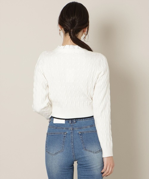 WILLSELECTION（ウィルセレクション）の「フリルレイヤードケーブルニット（ニット/セーター・レディース・ピンク/ミント/ブラック/オフホワイト/ブルー・FREE）」の19枚目の写真