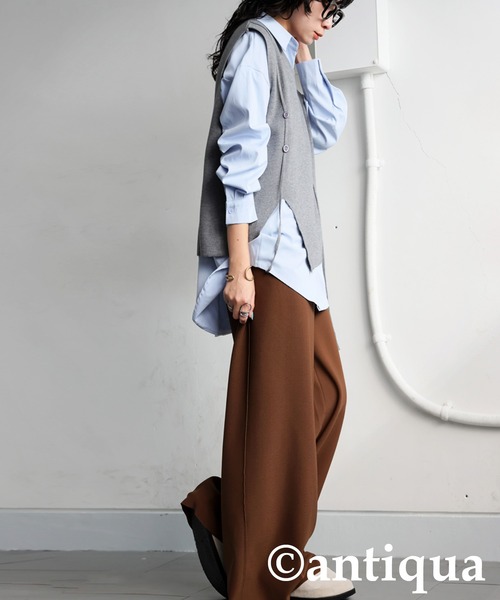 antiqua(アンティカ)の「2点セット シャツ ベスト(シャツ/ブラウス・レディース・ブラック/グレー・ONESIZE)」の19枚目の写真