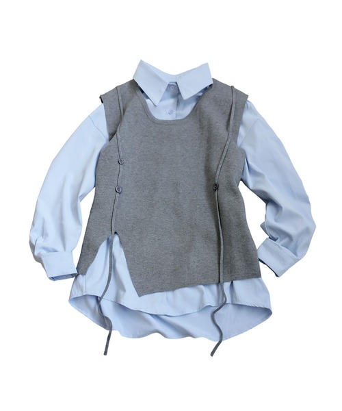 antiqua(アンティカ)の「2点セット シャツ ベスト(シャツ/ブラウス・レディース・ブラック/グレー・ONESIZE)」の14枚目の写真