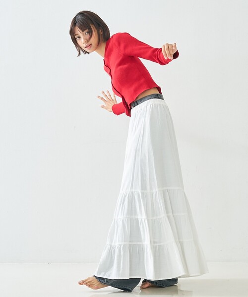 abahouse mavie（アバハウスマヴィ）の「【ペチ付き】ティアードスカート/春服/夏服/マキシ/レイヤード（スカート・レディース・チャコールグレー/ホワイト・フリー）」の20枚目の写真