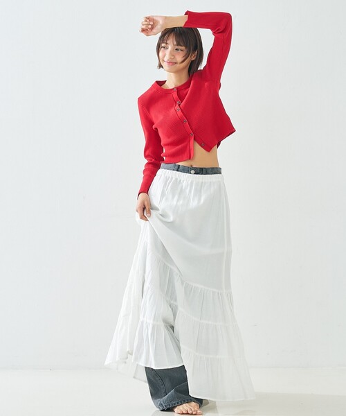 abahouse mavie（アバハウスマヴィ）の「【ペチ付き】ティアードスカート/春服/夏服/マキシ/レイヤード（スカート・レディース・チャコールグレー/ホワイト・フリー）」の19枚目の写真