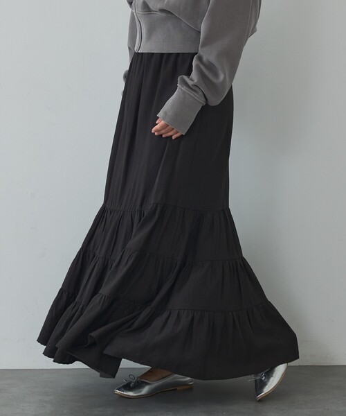 abahouse mavie（アバハウスマヴィ）の「【ペチ付き】ティアードスカート/春服/夏服/マキシ/レイヤード（スカート・レディース・チャコールグレー/ホワイト・フリー）」の10枚目の写真