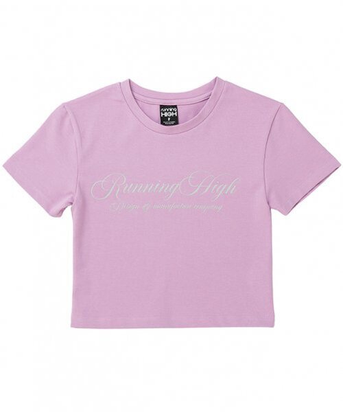 runningHIGH（ランニングハイ）の「カシブロゴ H/S スリムクロップT [バイオレットピンク]（Tシャツ/カットソー・レディース・その他・FREE）」の3枚目の写真