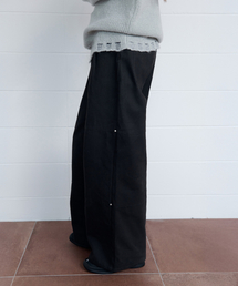 RIVET PINTUCK WIDE PANTS CHARCOAL
