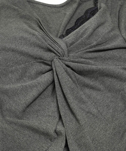 Pt18kg（プラチナイチハチキログラム）の「ツイストVレイヤードトップス（Tシャツ/カットソー・レディース・ホワイト/グレー・FREE）」の15枚目の写真