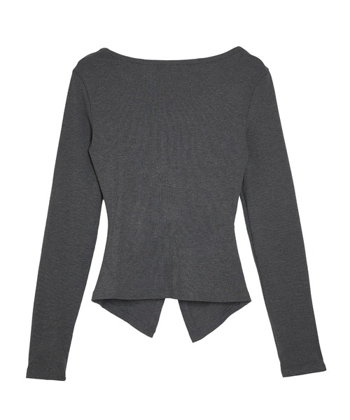 Pt18kg（プラチナイチハチキログラム）の「ツイストVレイヤードトップス（Tシャツ/カットソー・レディース・ホワイト/グレー・FREE）」の6枚目の写真