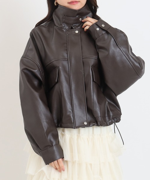 ASTORIA ODIER(アストリアオディール)の「2WAYカラー合皮ブルゾン(ブルゾン・レディース・ブラウン/ブラック・MEDIUM)」の2枚目の写真