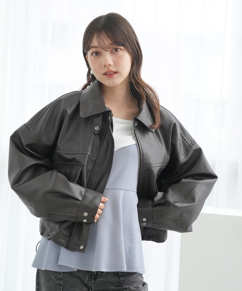 ASTORIA ODIER(アストリアオディール)の「2WAYカラー合皮ブルゾン(ブルゾン・レディース・ブラウン/ブラック・MEDIUM)」の1枚目の写真